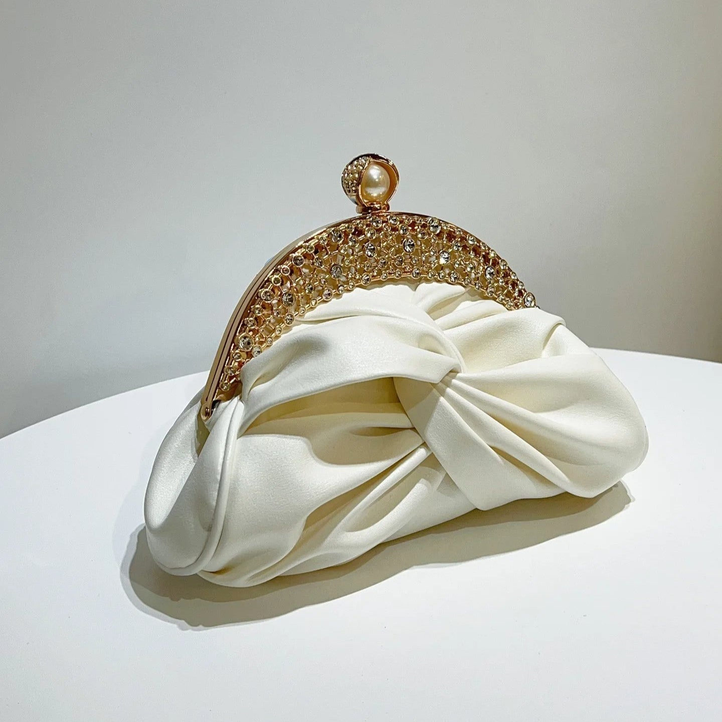 Pearl & Crystal Embellished Evening Clutch