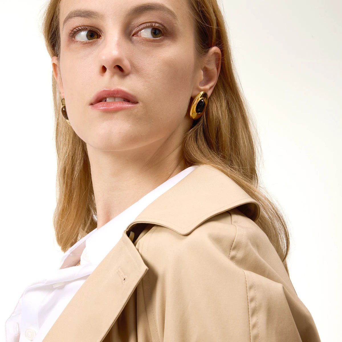 Gold Oval Tiger’s Eye Earrings