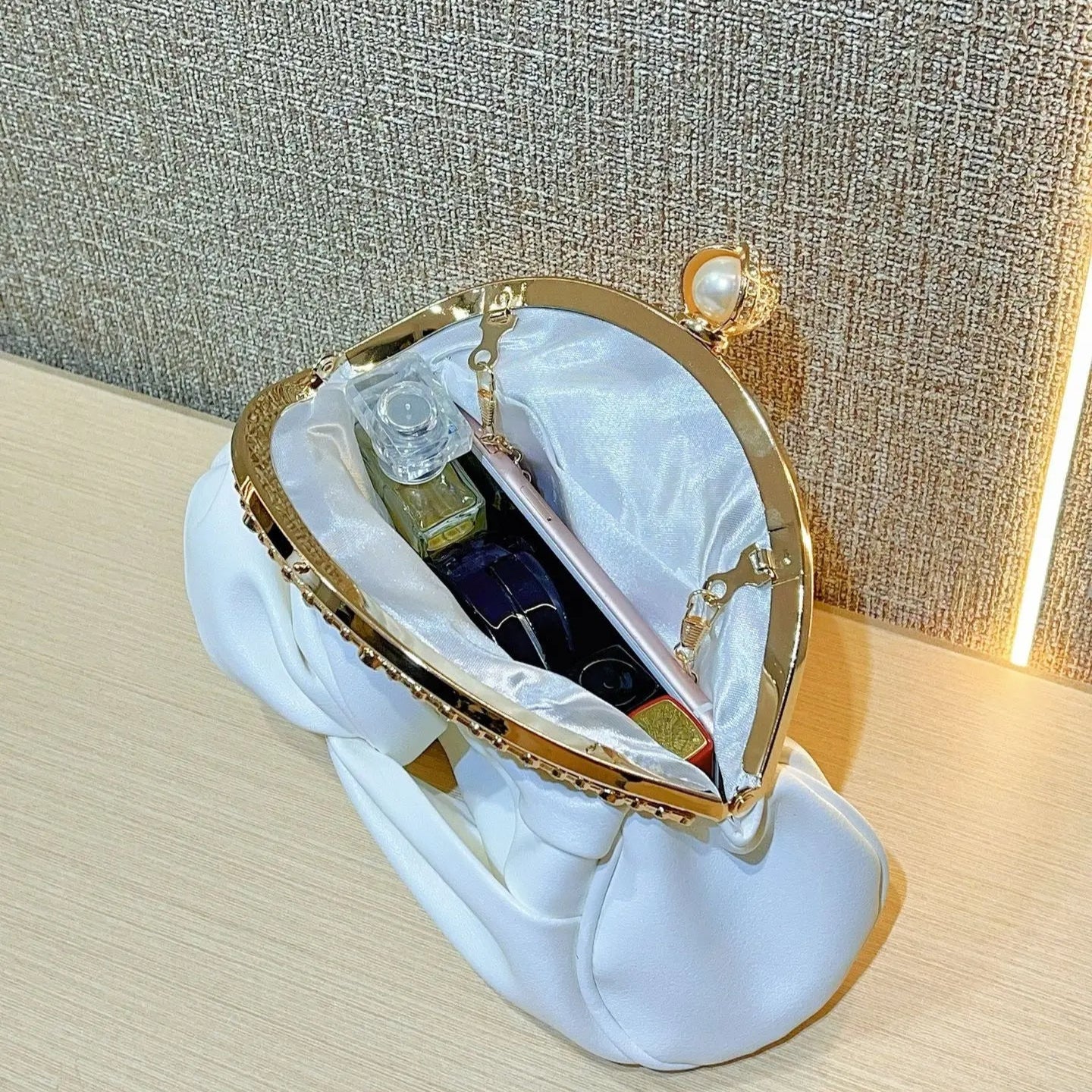 Pearl & Crystal Embellished Evening Clutch