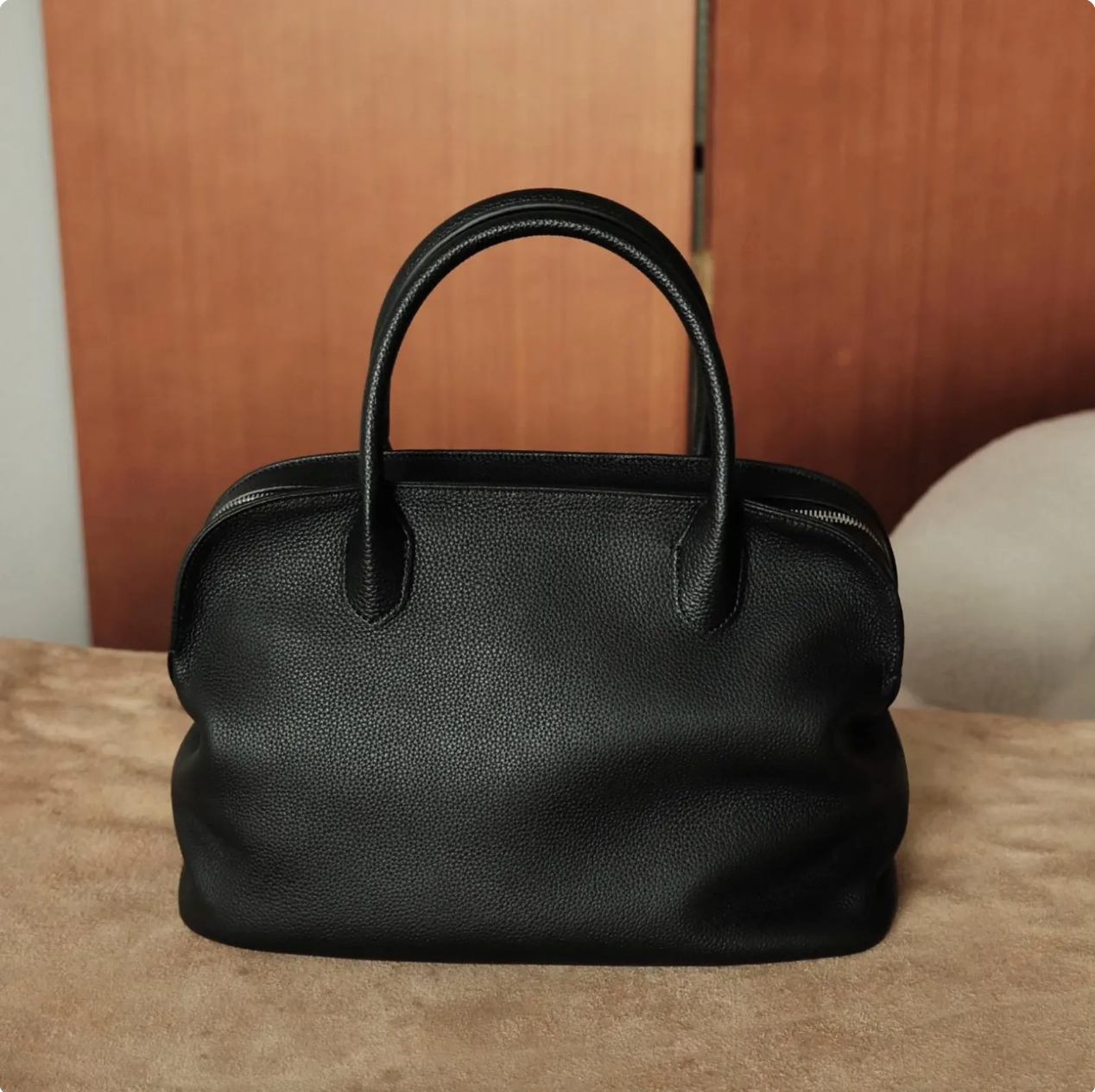Pebbled Leather Top Handle Bag