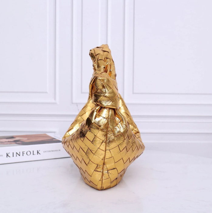 Knotted Intrecciato Lambskin Hobo Bag – Metallic Gold