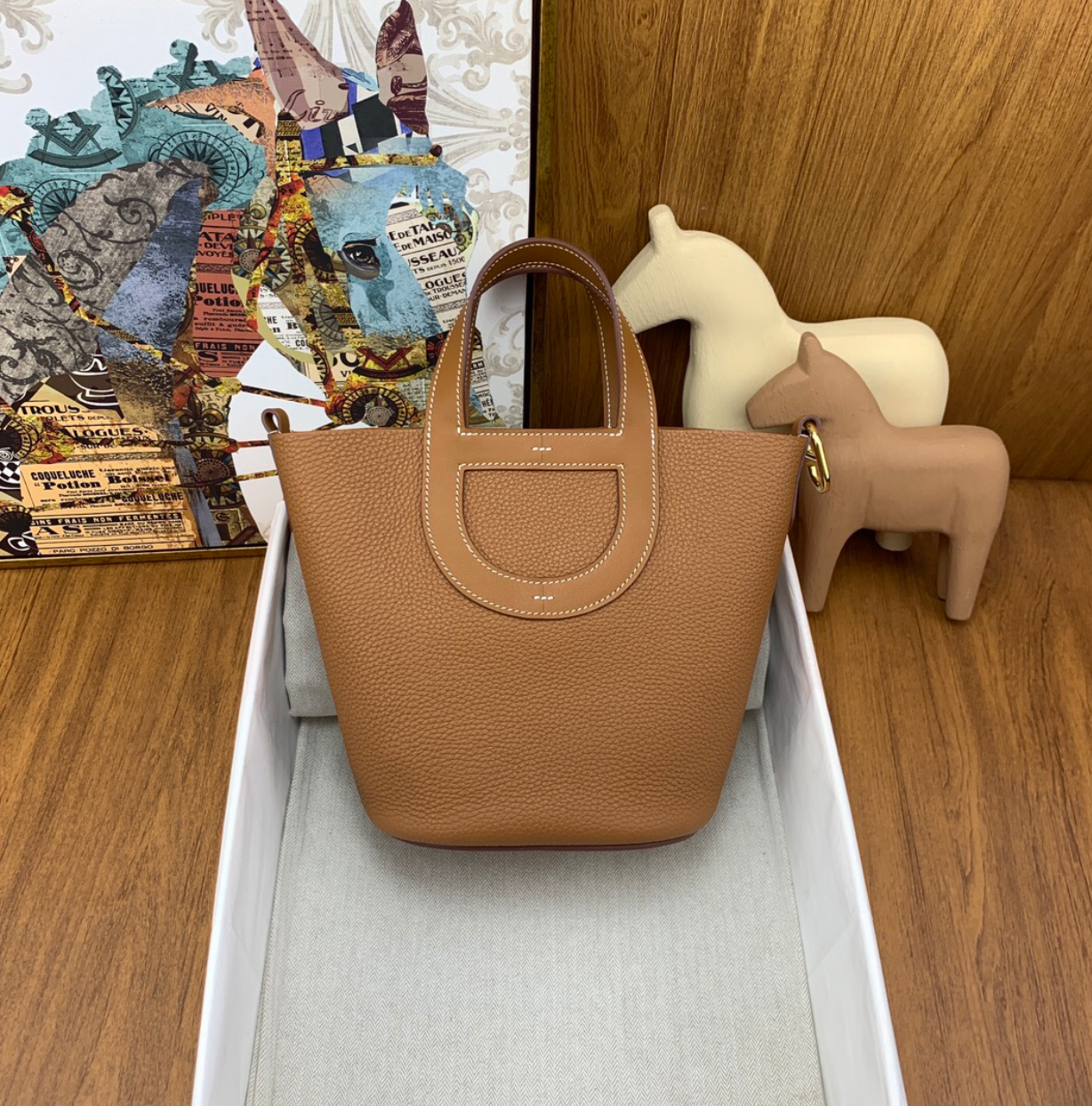 Leather Tote with Cutout Handle