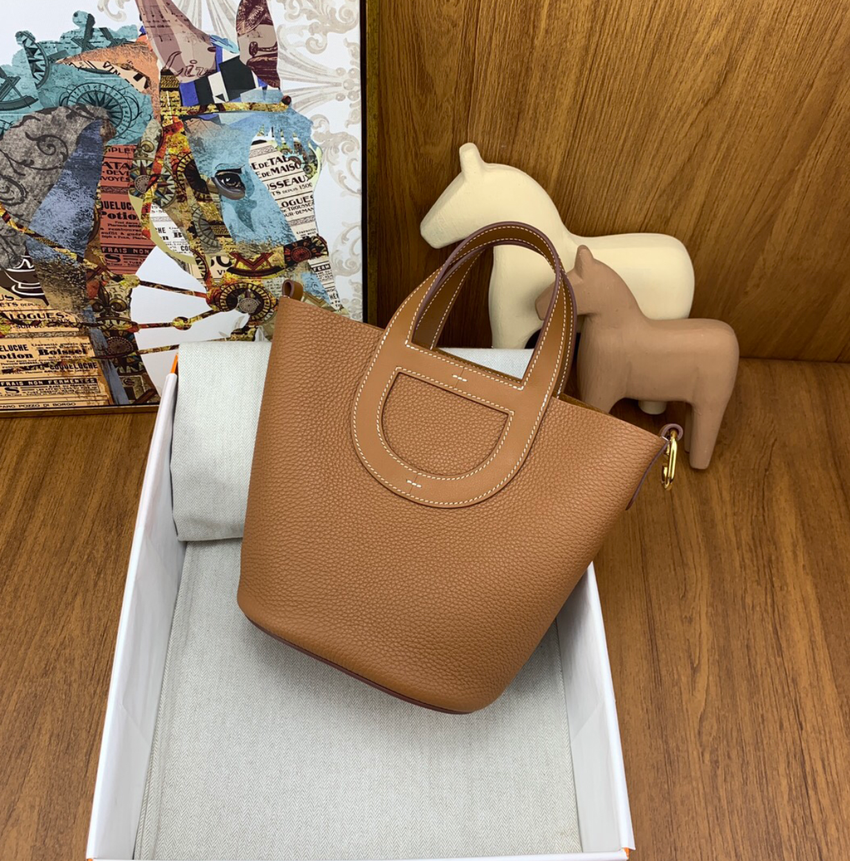 Leather Tote with Cutout Handle