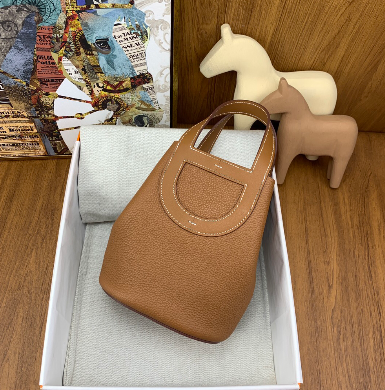 Leather Tote with Cutout Handle