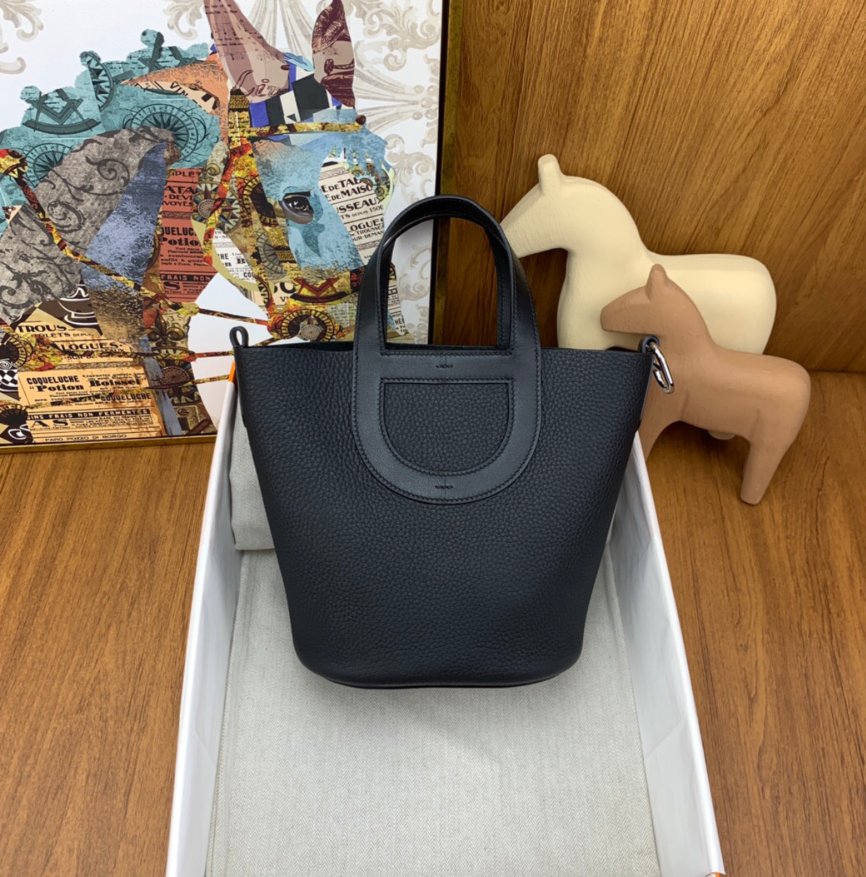 Leather Tote with Cutout Handle