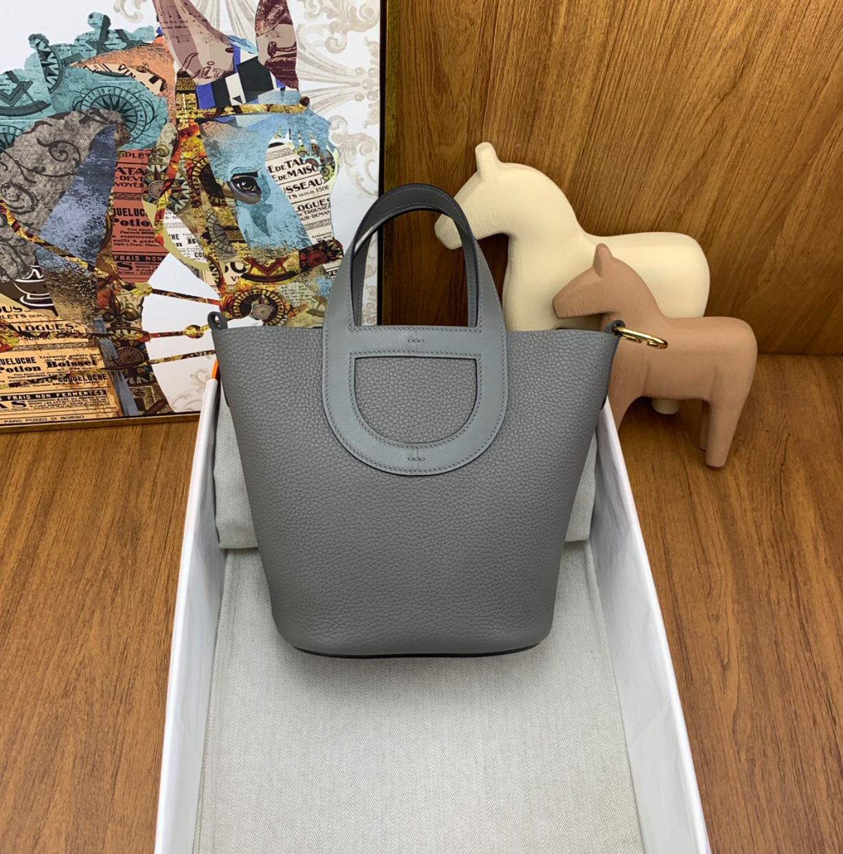 Leather Tote with Cutout Handle