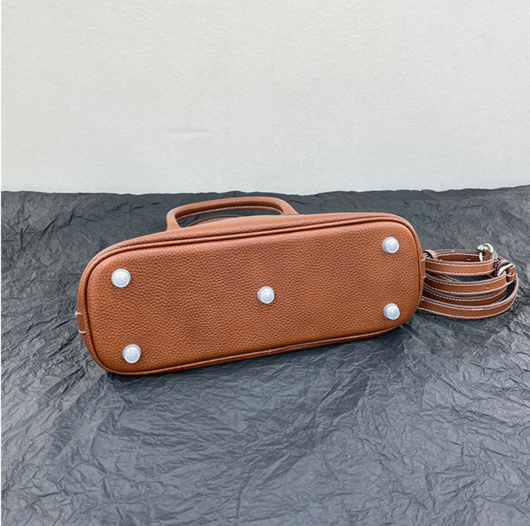 Dome-Top Leather Handbag