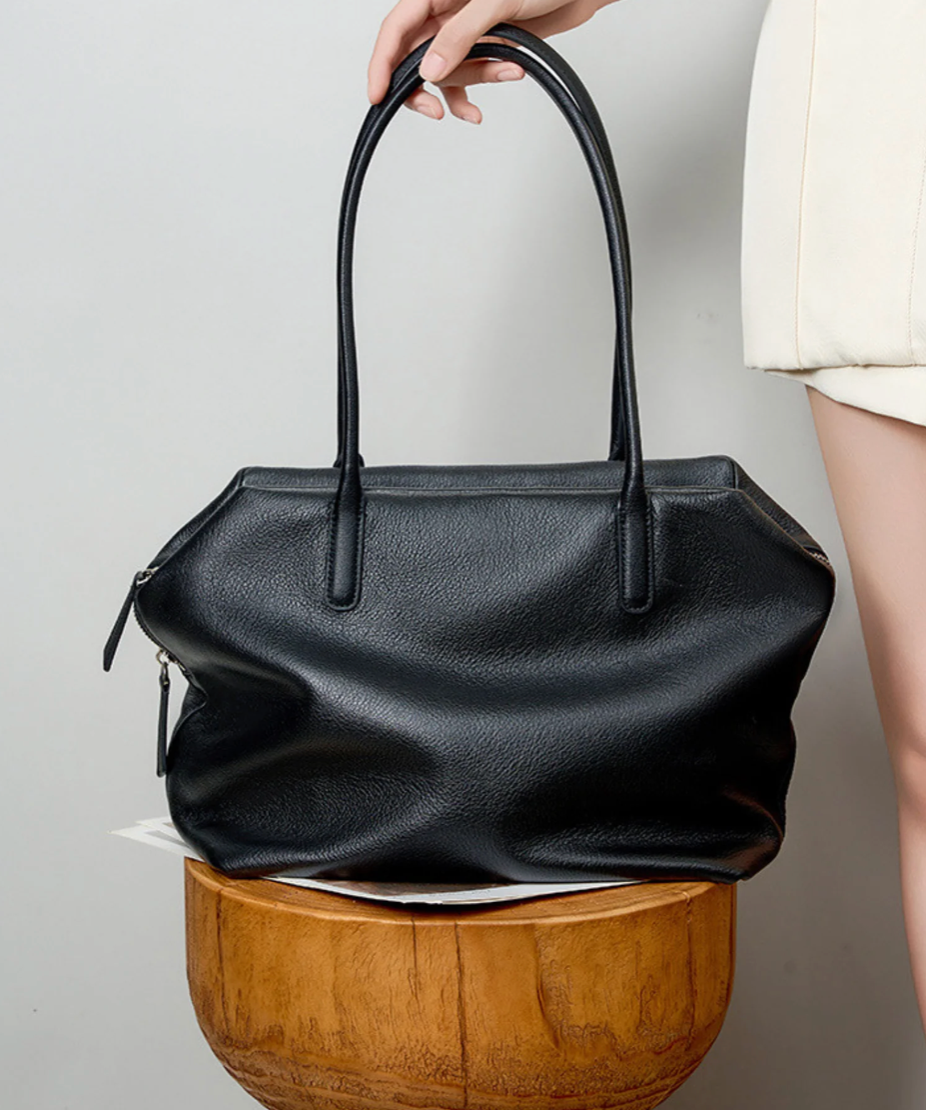 Soft grain leather tote