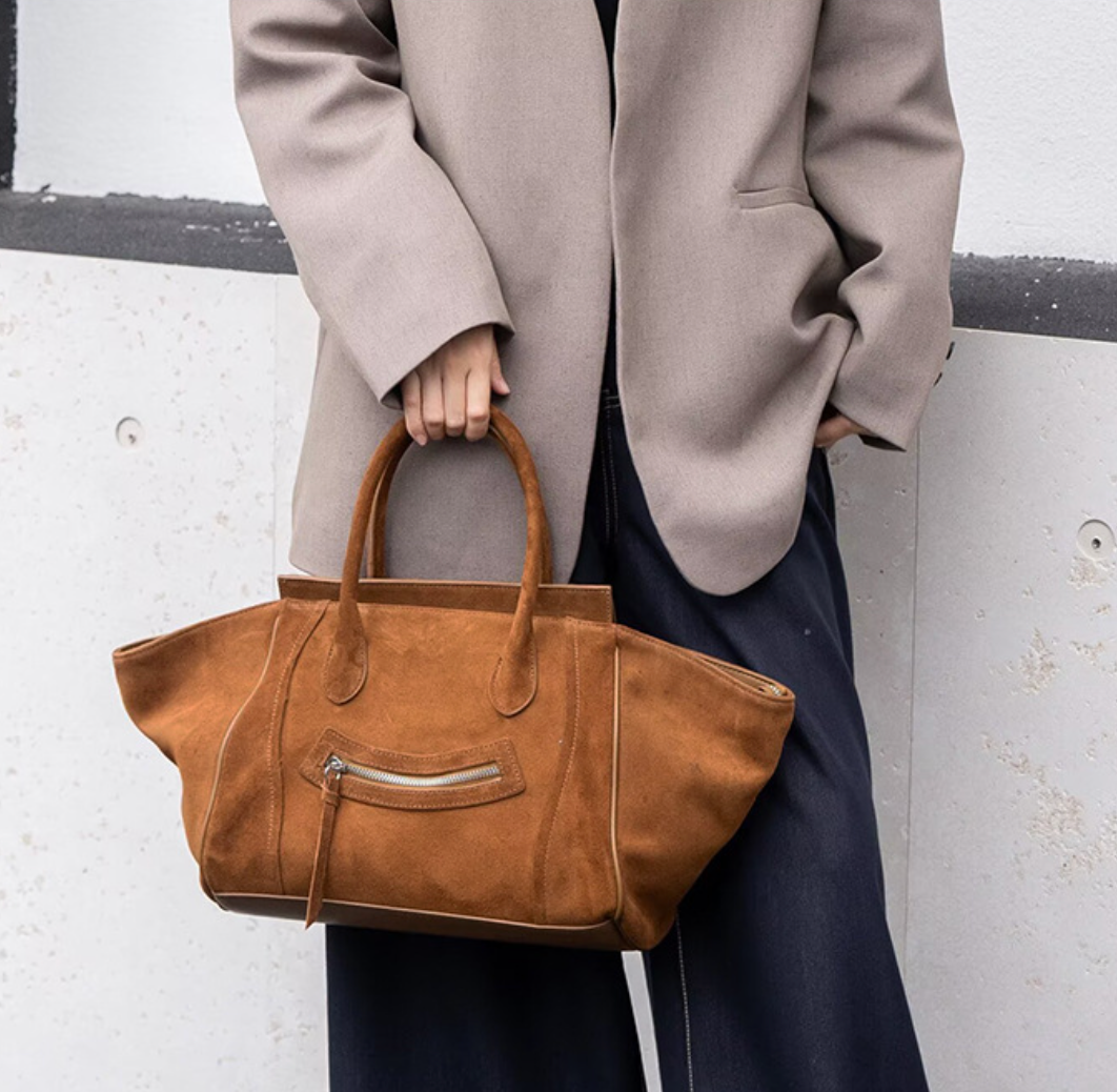 Smiley Suede leather tote