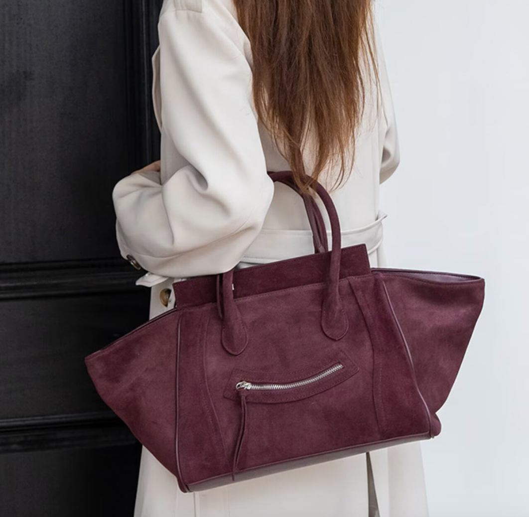 Smiley Suede leather tote