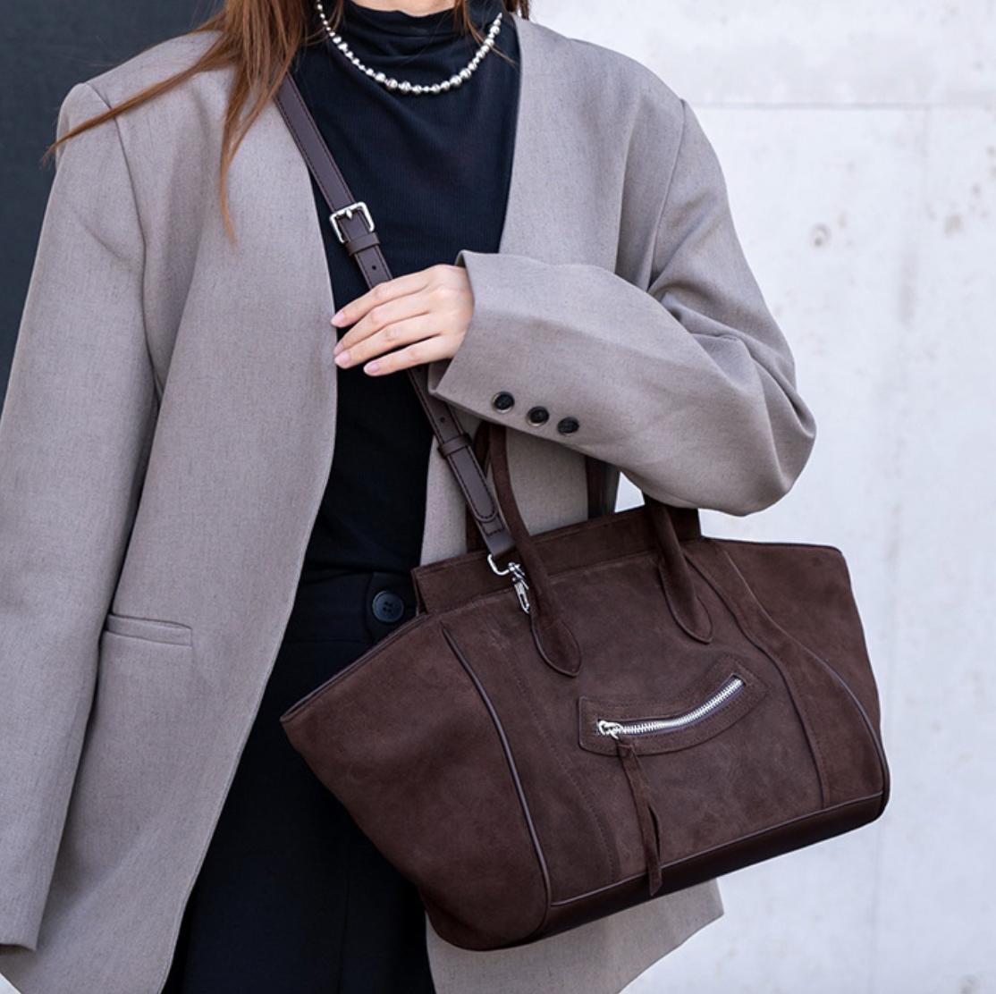 Smiley Suede leather tote