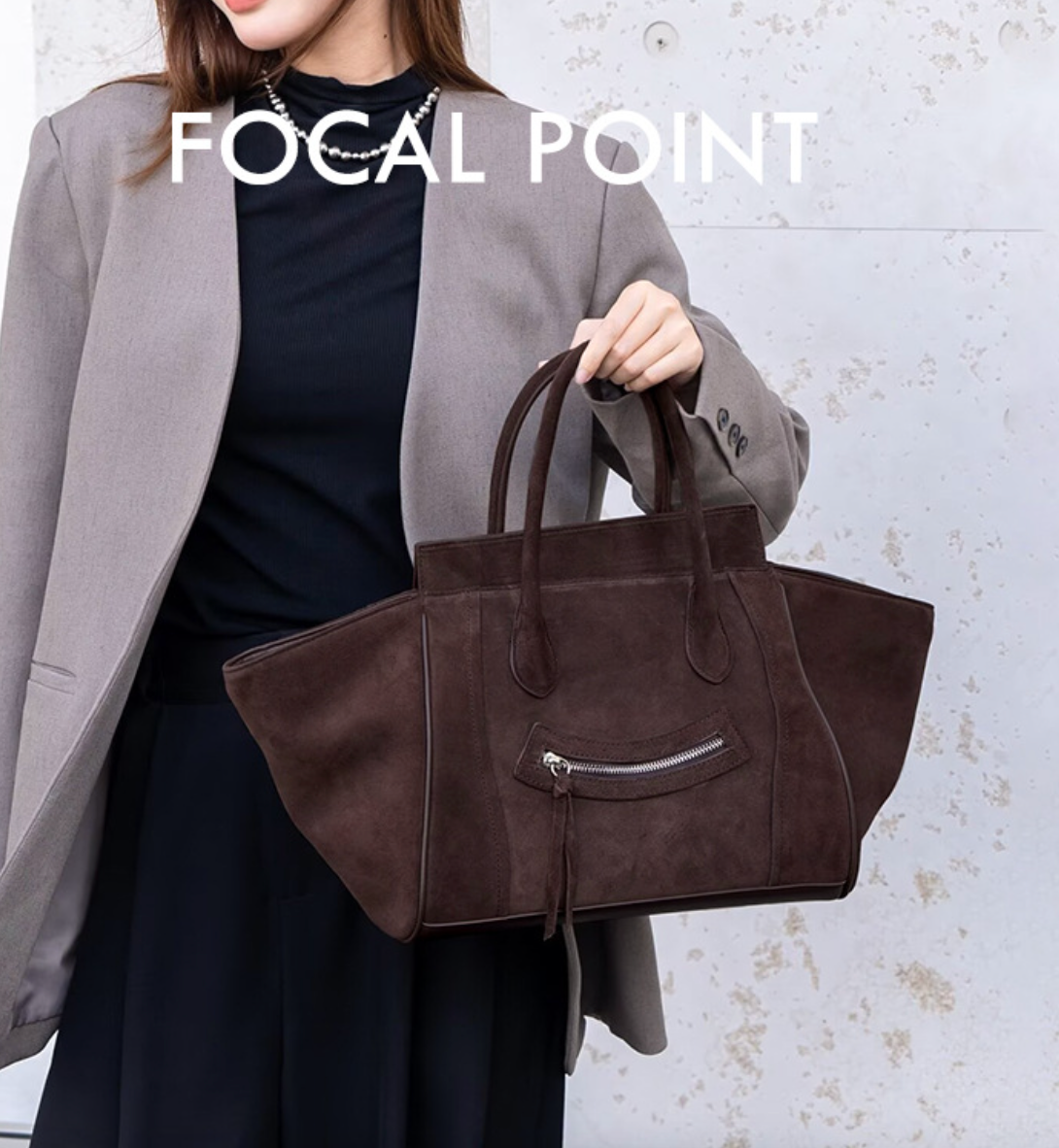 Smiley Suede leather tote