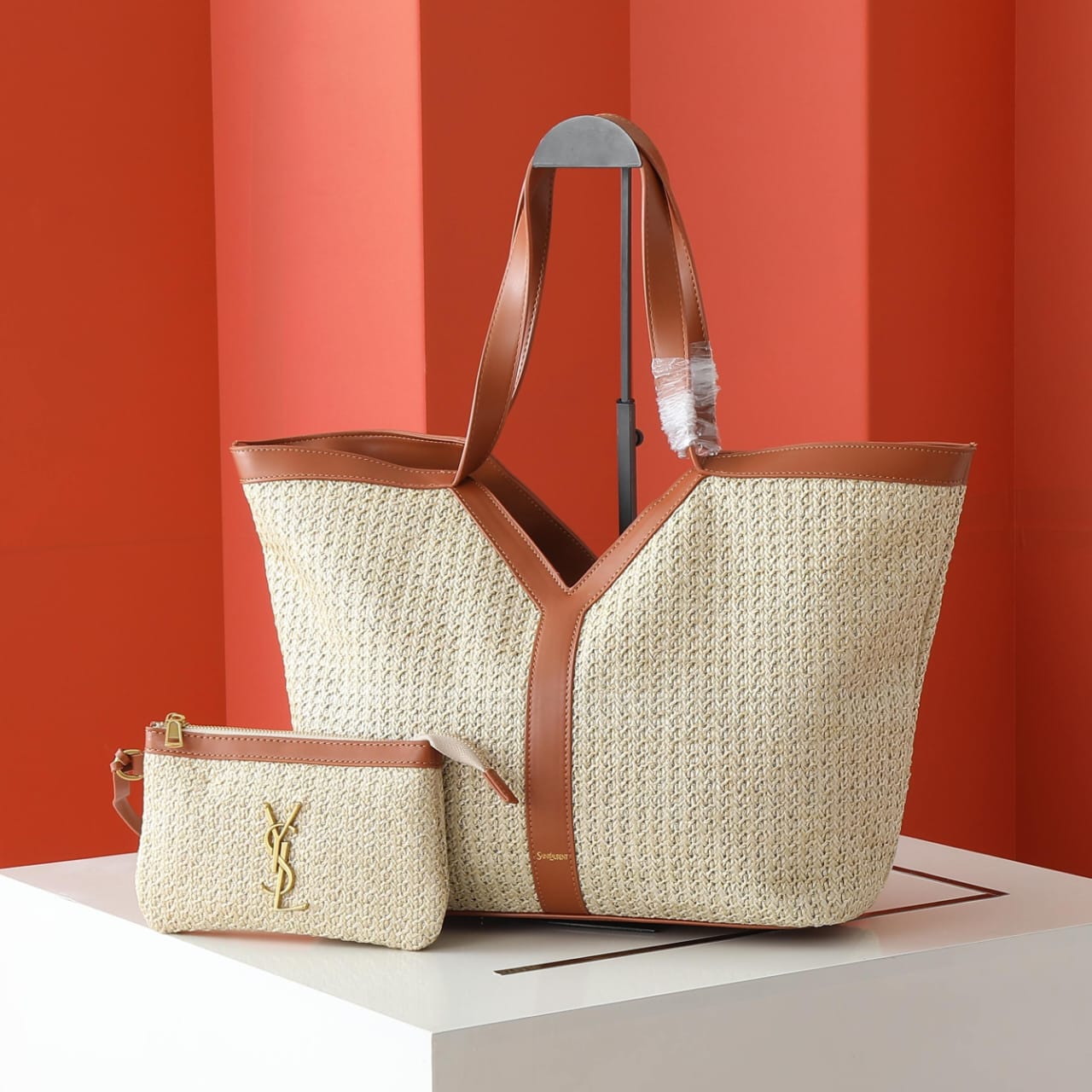 Saint Laurent Rive Gauche Raffia Tote Bag