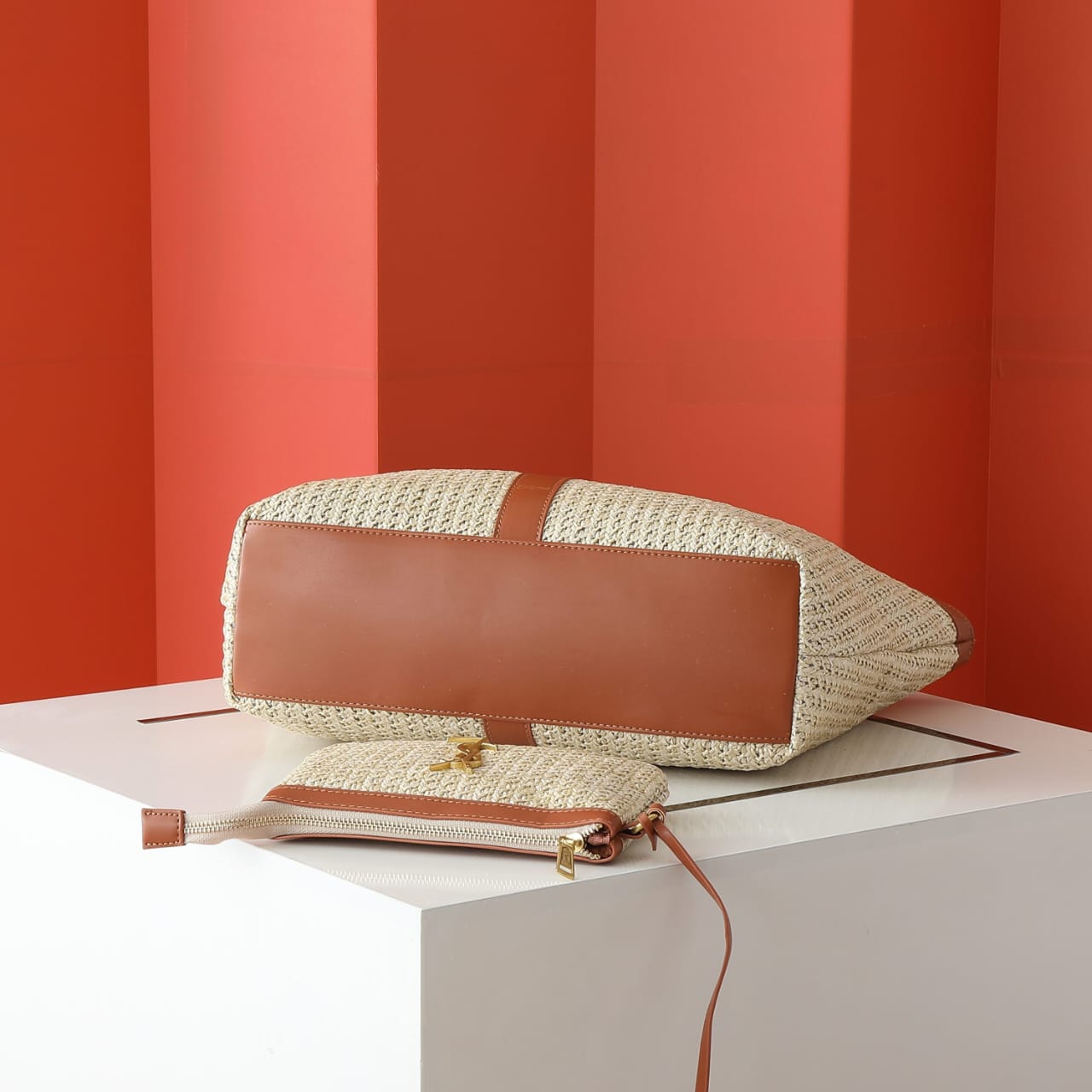 Saint Laurent Rive Gauche Raffia Tote Bag