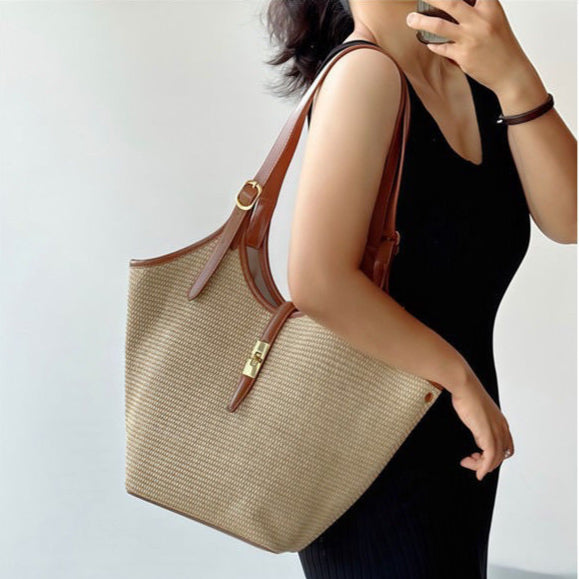 Raffia Bucket Tote