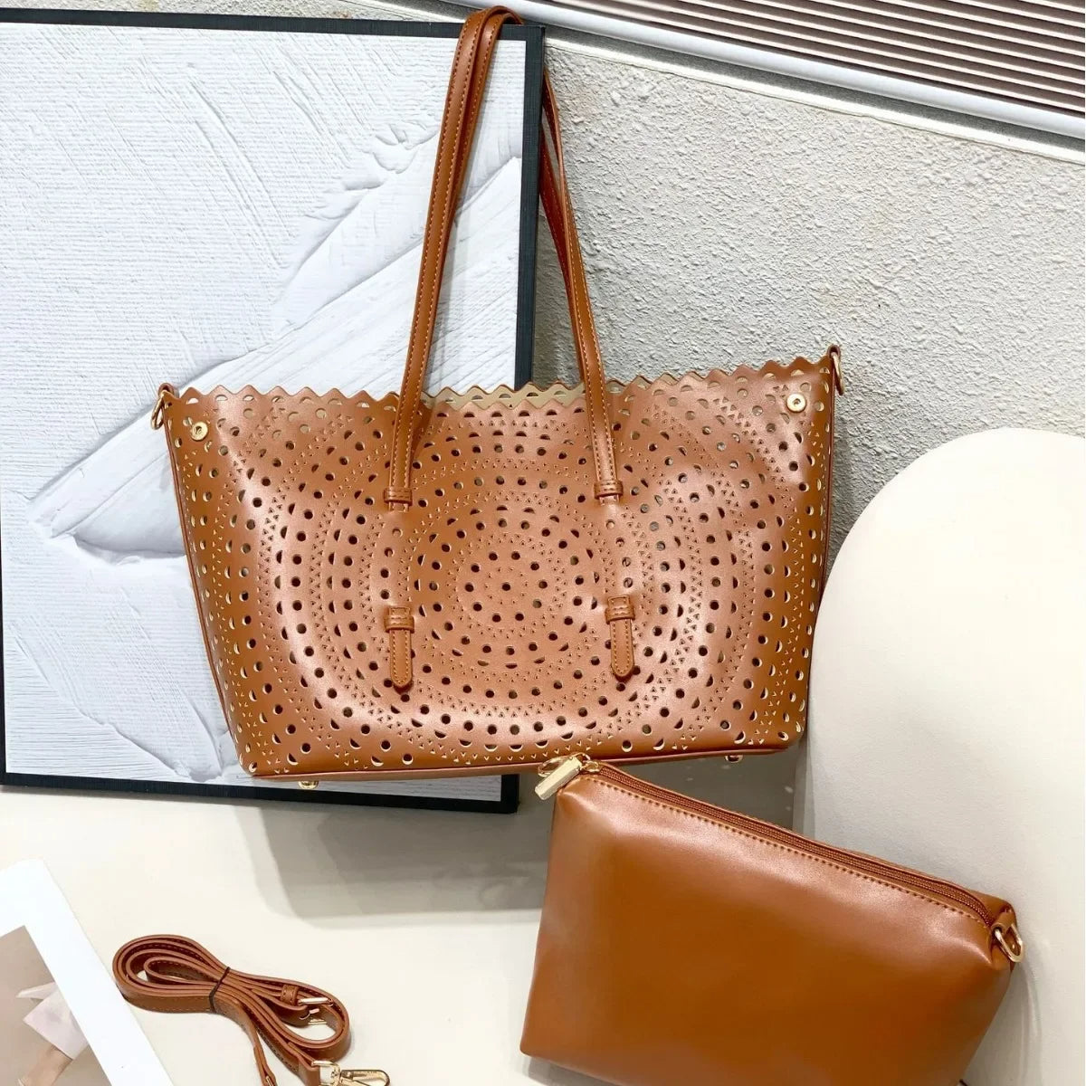 Mina leather tote