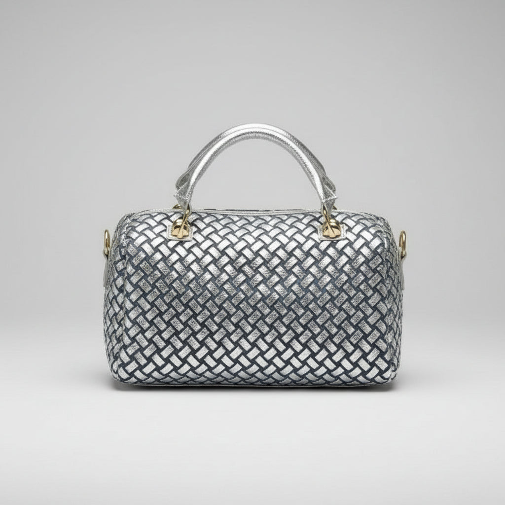 Denim Duffle Bag with Gold & Silver Accents