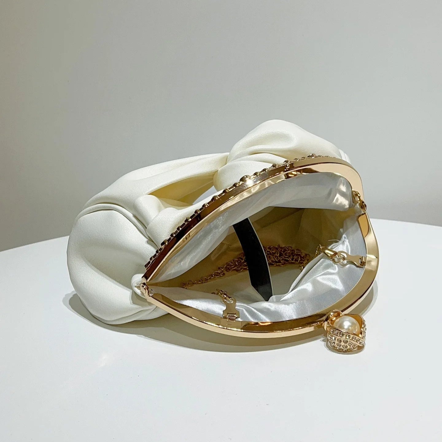 Pearl &amp; Crystal Embellished Evening Clutch