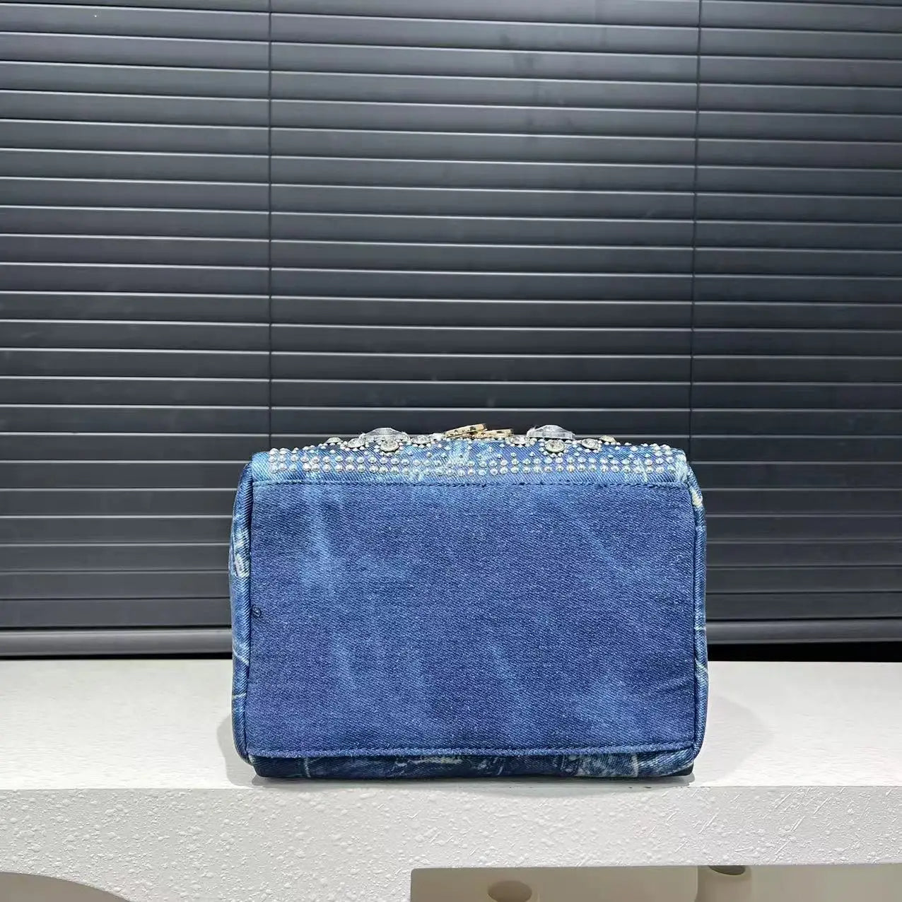 Glam Denim Crystal Crossbody Bag