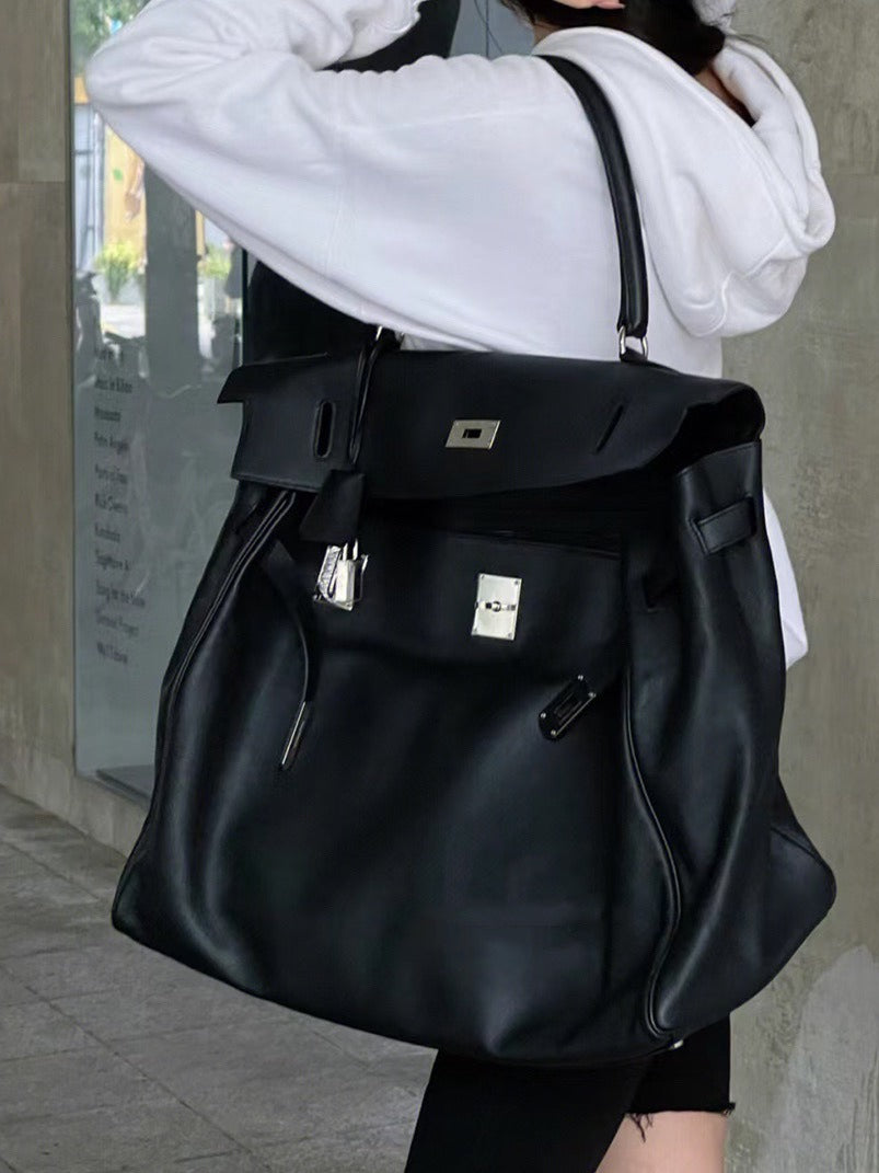 XL smooth leather tote