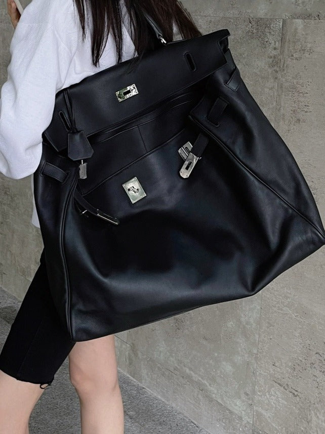 XL smooth leather tote