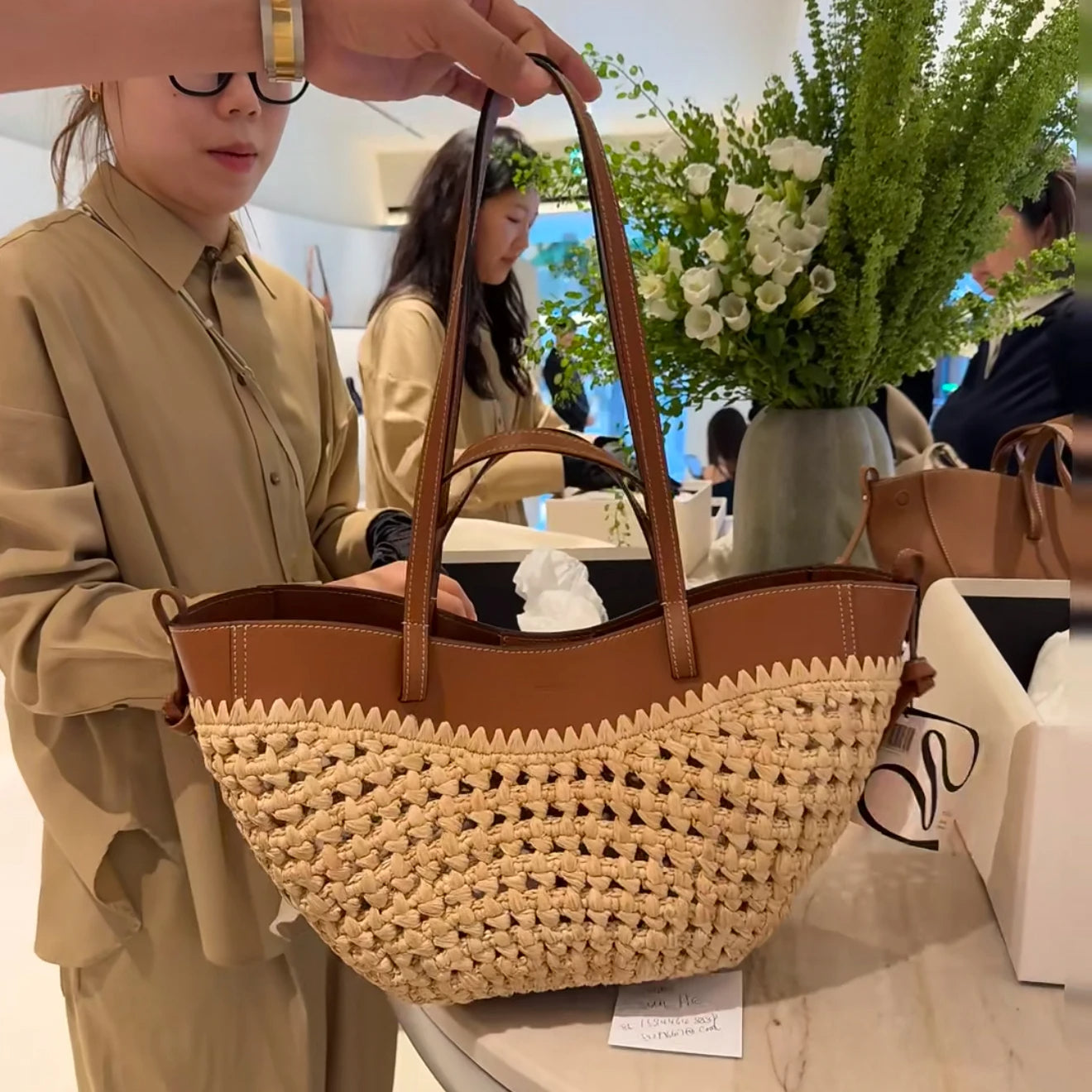 Bohemian Rattan Crossbody Tote Bag