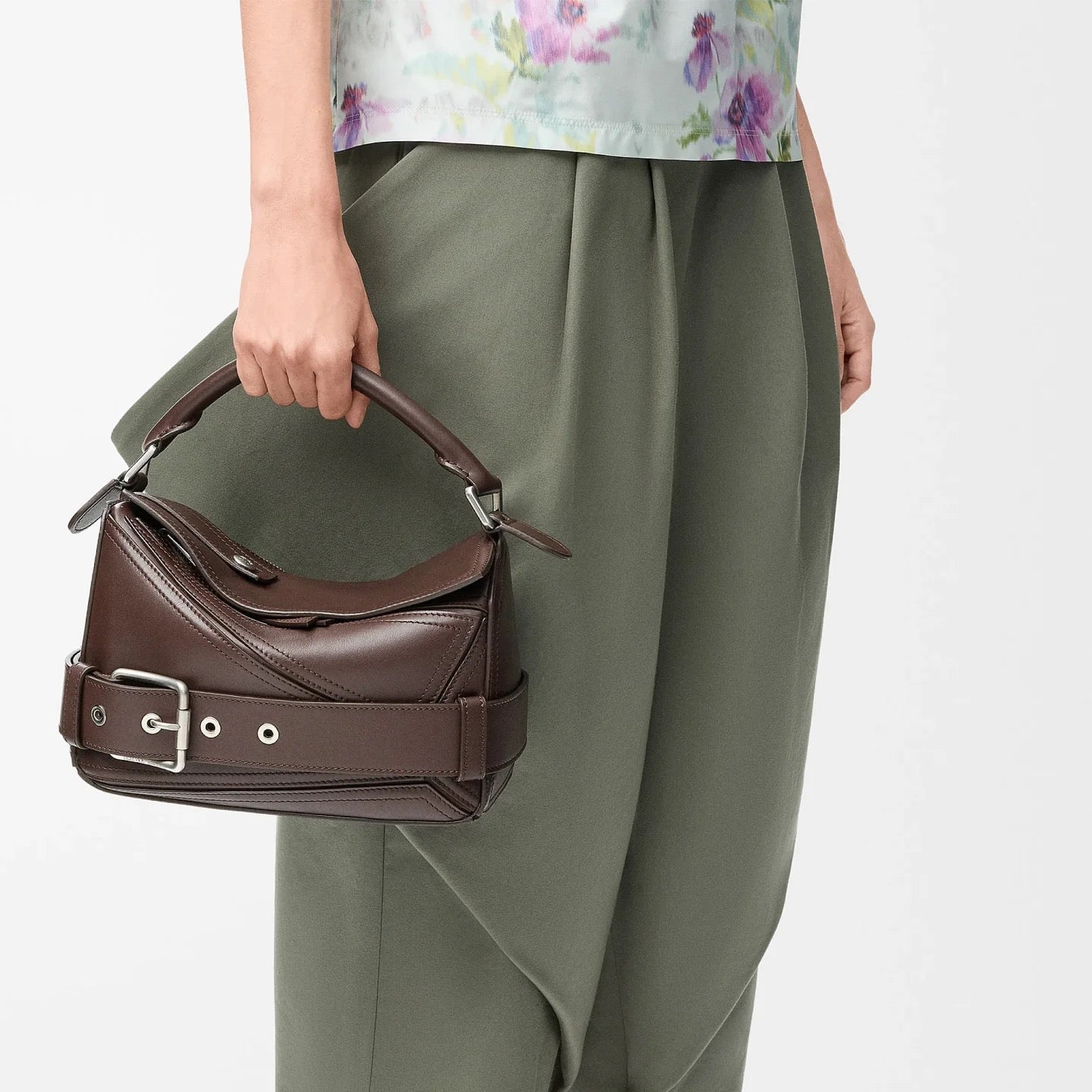 Puzzle Biker Large leather tote bag