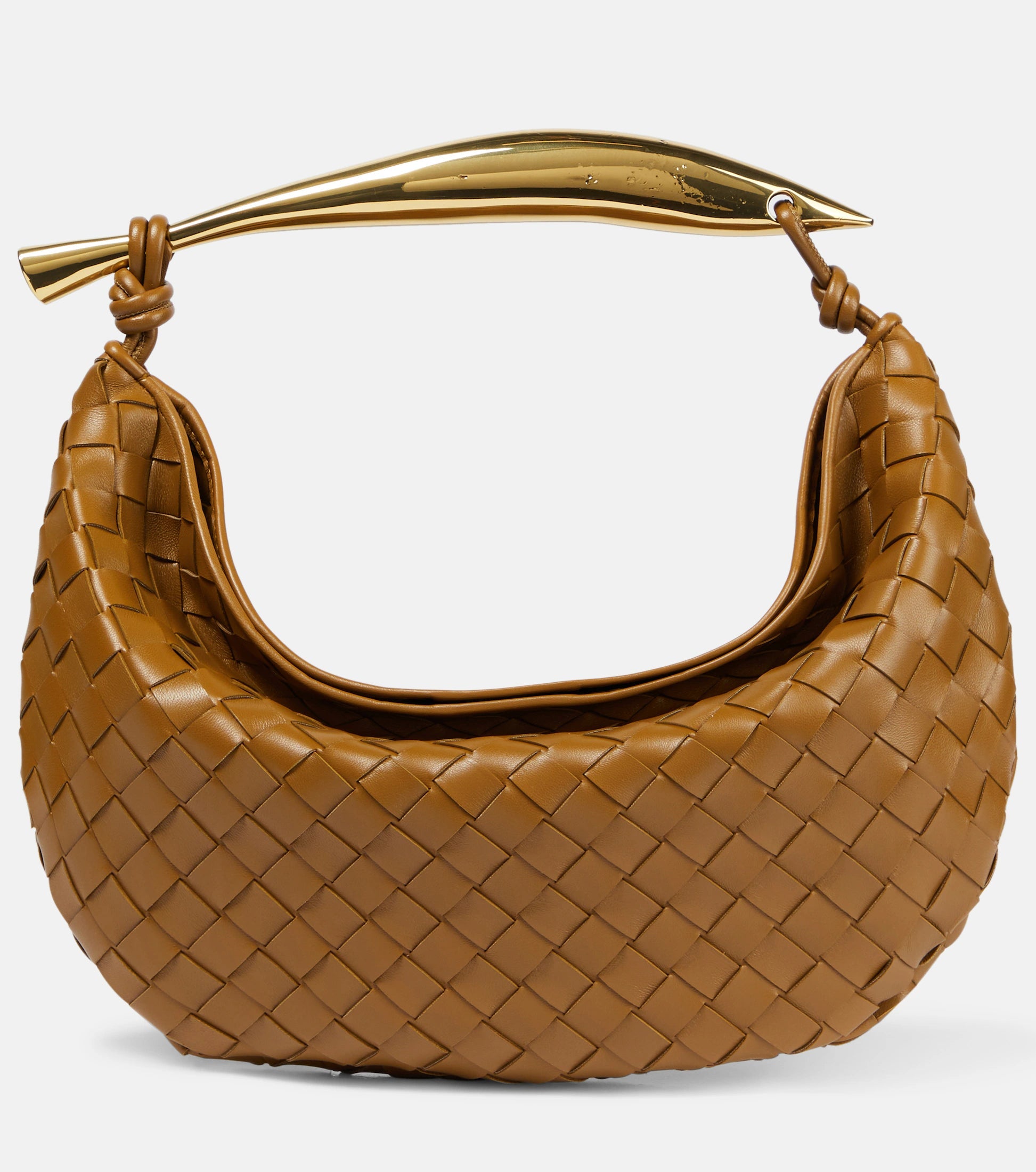 Medium leather bag with golden top