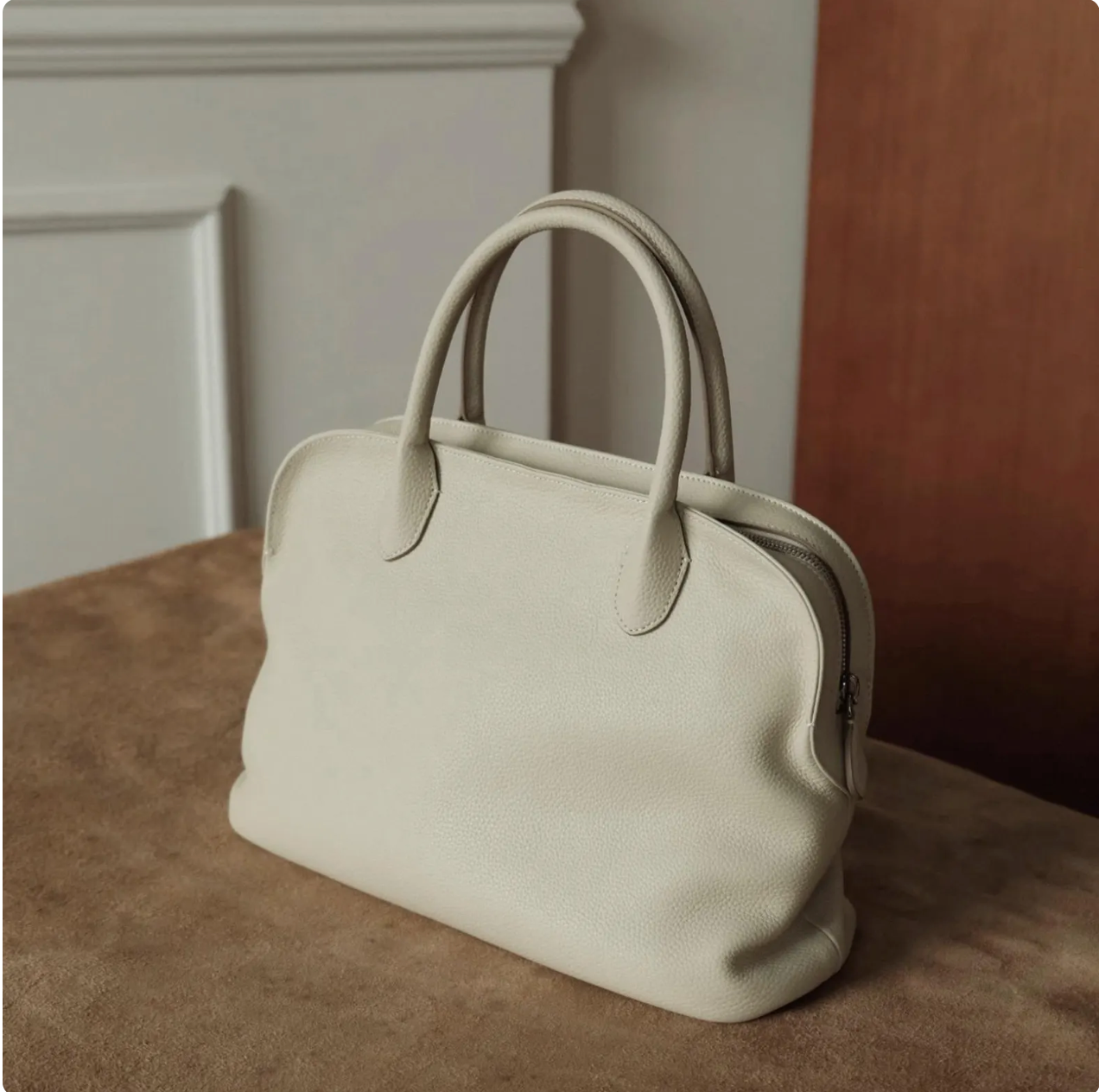 Pebbled Leather Top Handle Bag