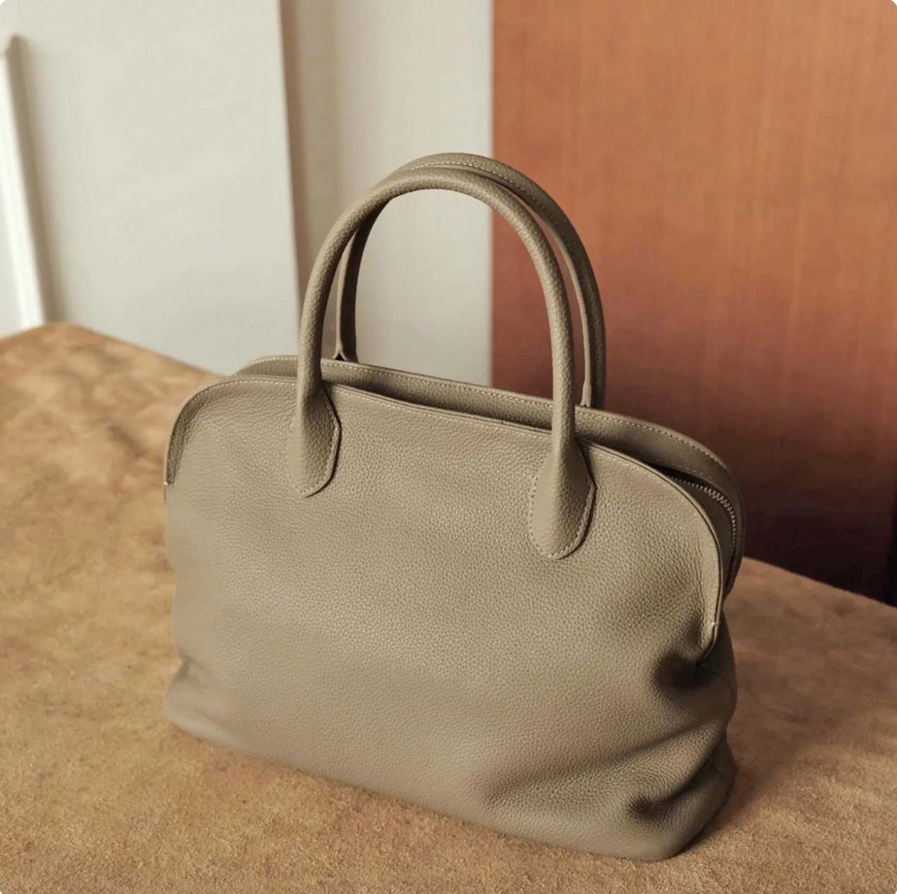 Pebbled Leather Top Handle Bag
