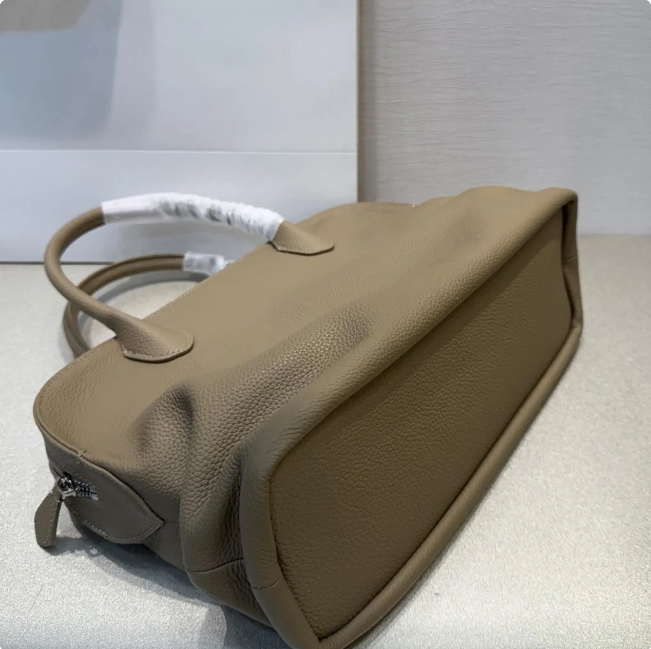 Pebbled Leather Top Handle Bag