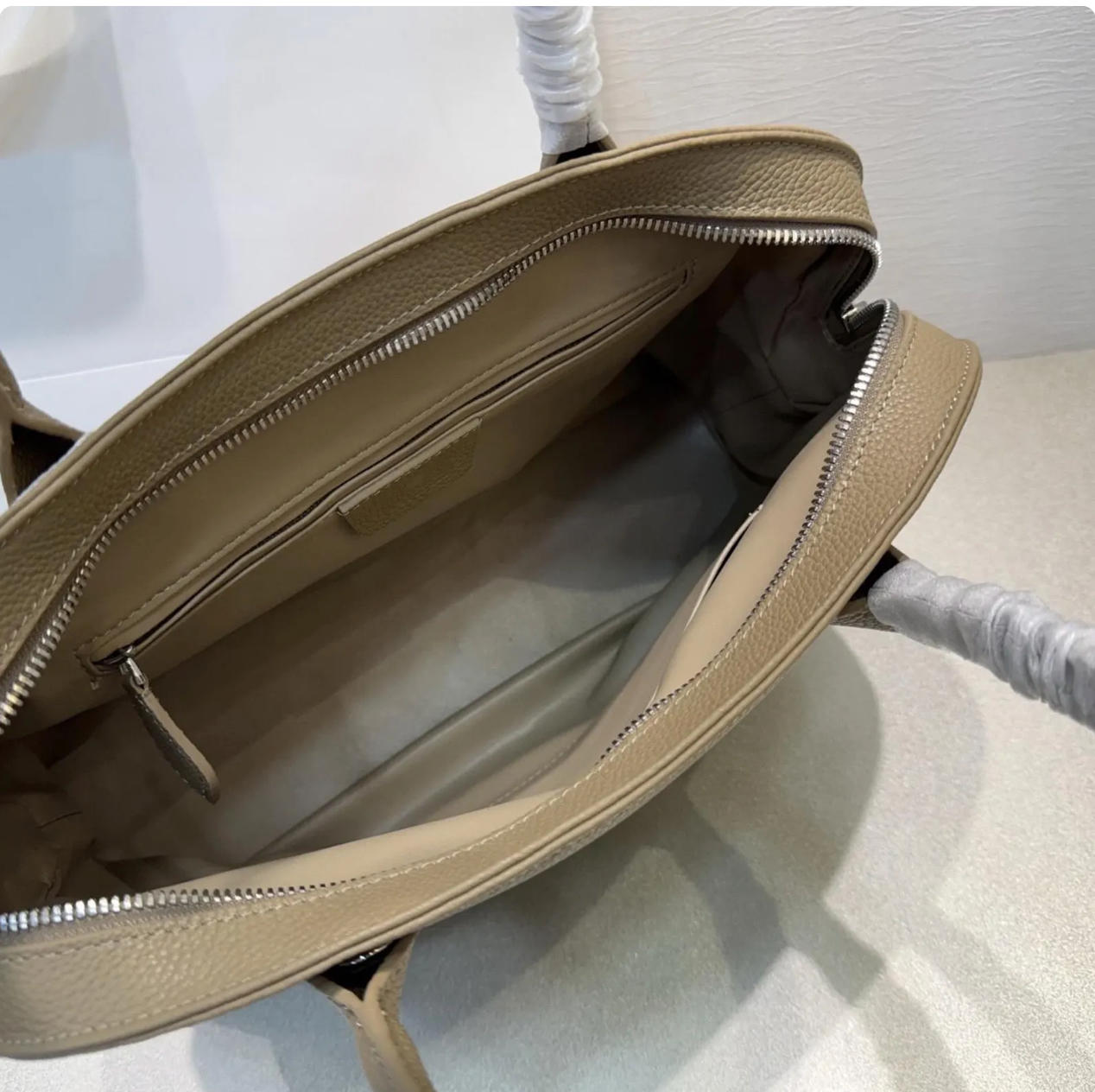 Pebbled Leather Top Handle Bag