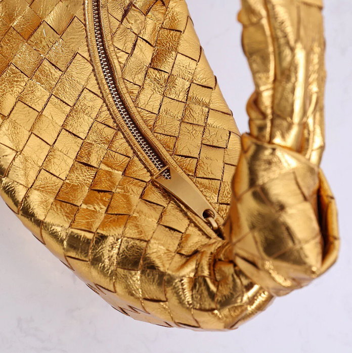 Knotted Intrecciato Lambskin Hobo Bag – Metallic Gold