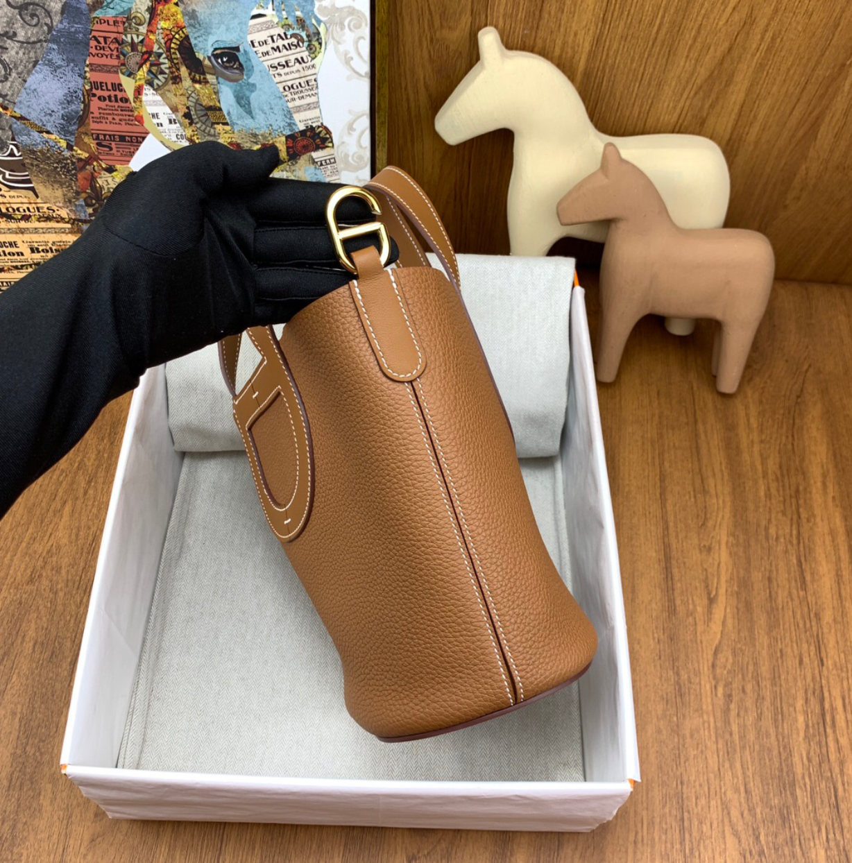 Leather Tote with Cutout Handle