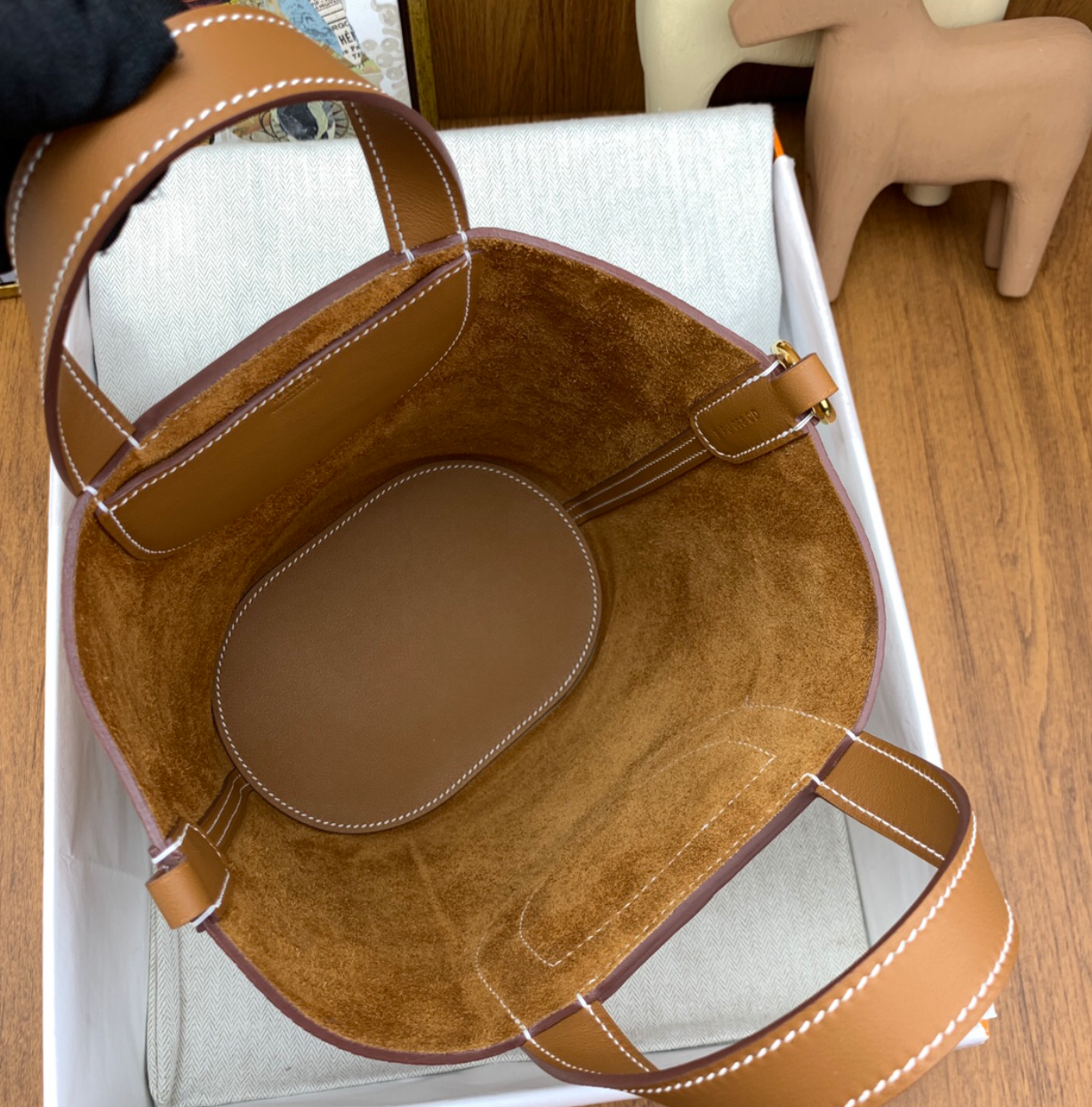 Leather Tote with Cutout Handle