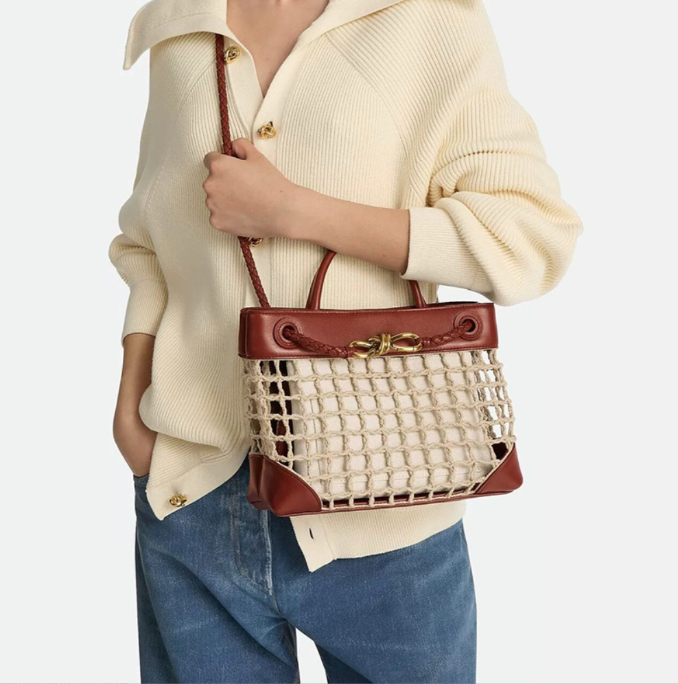 Woven crossbody tote