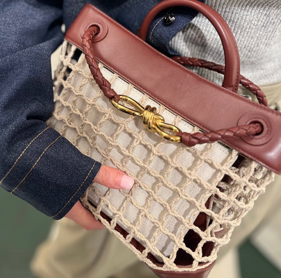 Woven crossbody tote