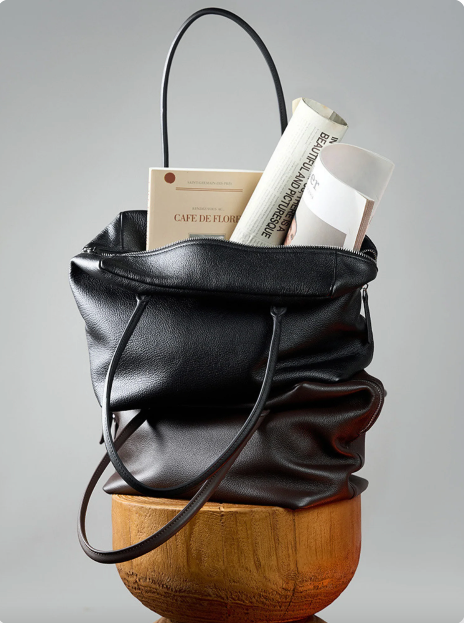 Soft grain leather tote