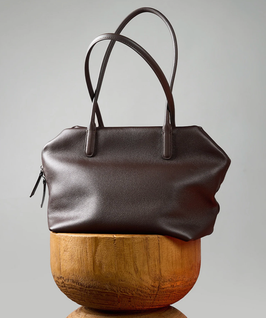 Soft grain leather tote