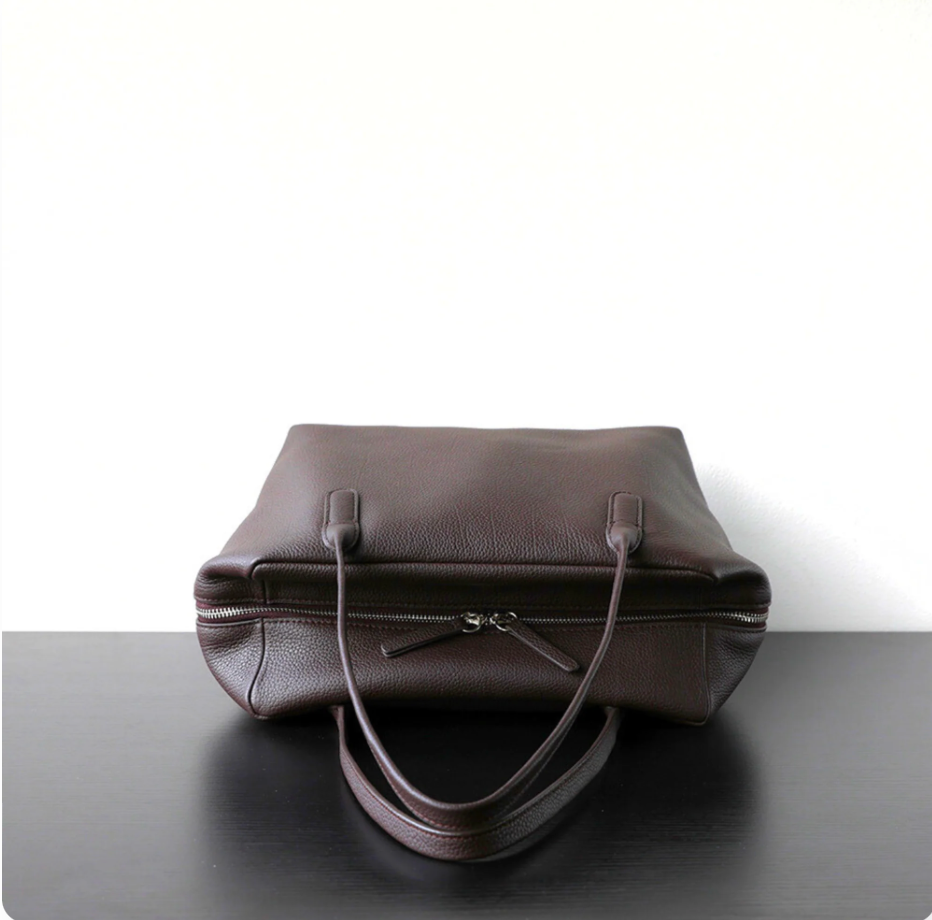 Soft grain leather tote