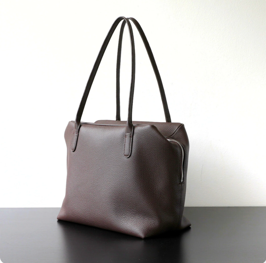 Soft grain leather tote