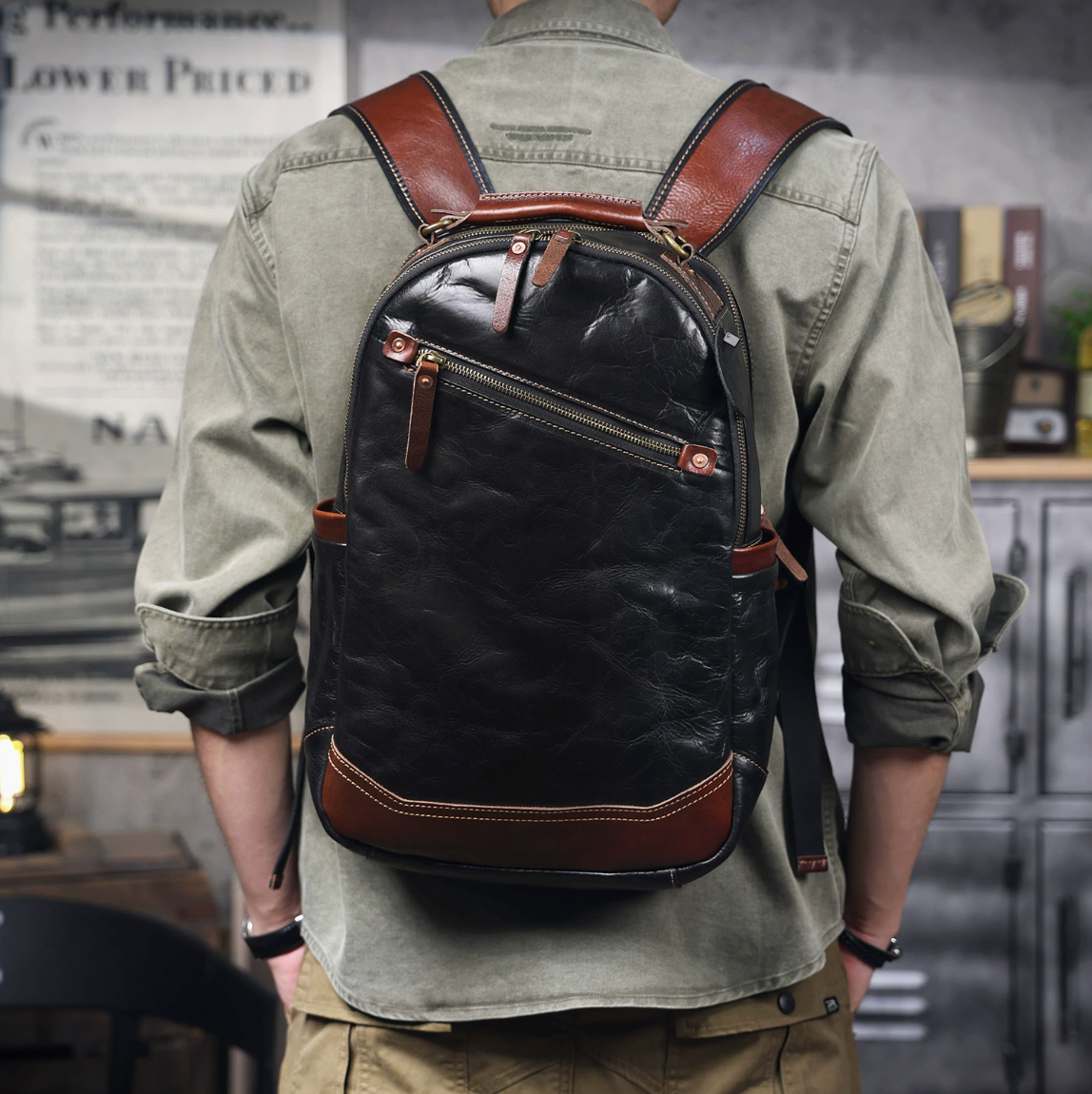 Cowhide Leather Backpack
