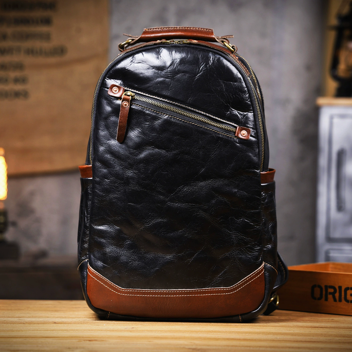 Cowhide Leather Backpack