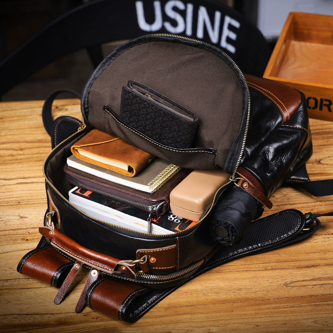 Cowhide Leather Backpack