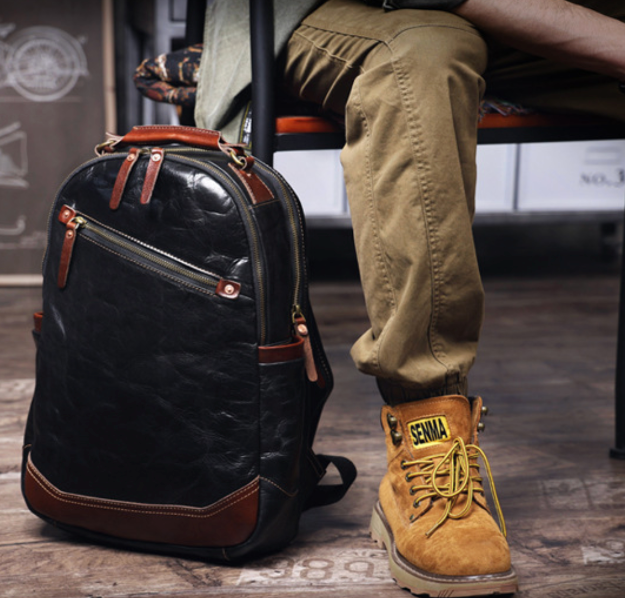 Cowhide Leather Backpack