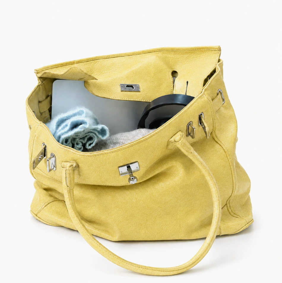 VENE Iconic Bag open, holding a laptop, sweater and everyday essentials
