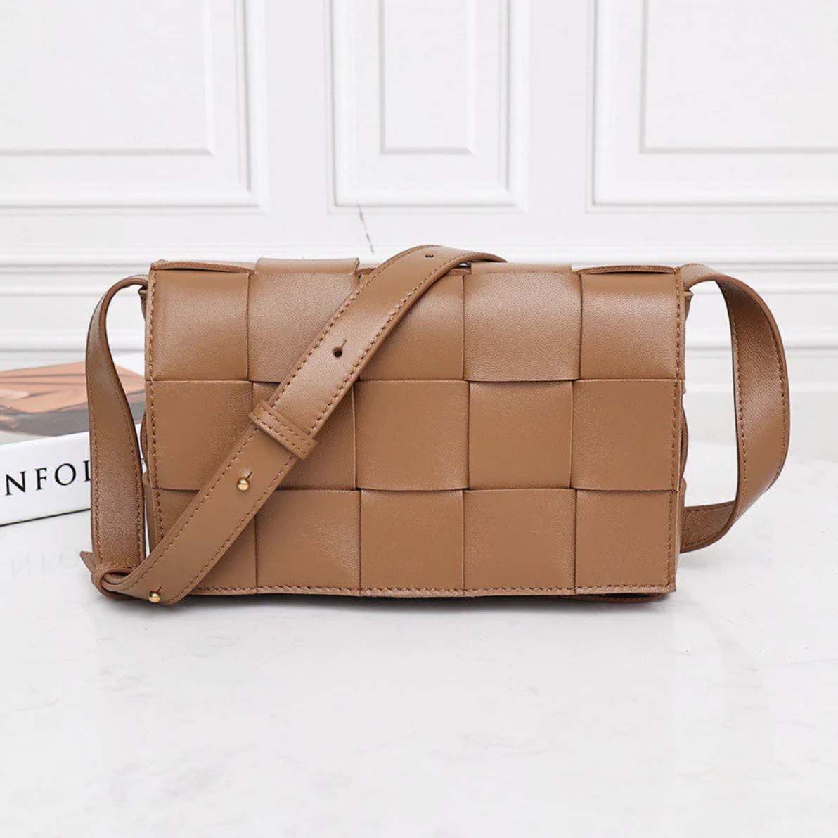 Interwoven Calfskin Crossbody Bag