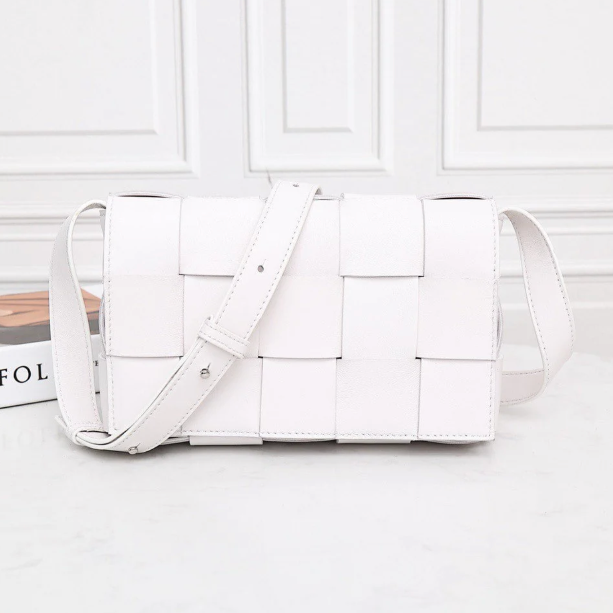 Interwoven Calfskin Crossbody Bag