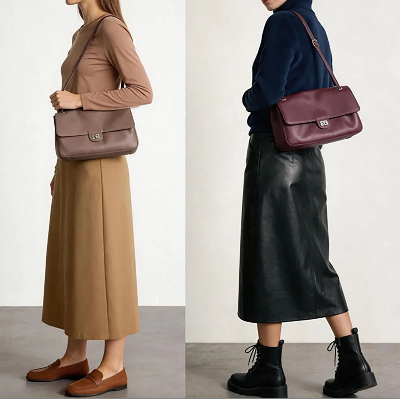 The Venebag Turn-Lock Crossbody styled as an everyday crossbody bag
