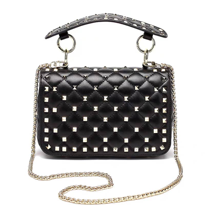 Studded Calfskin Leather Shoulder Bag